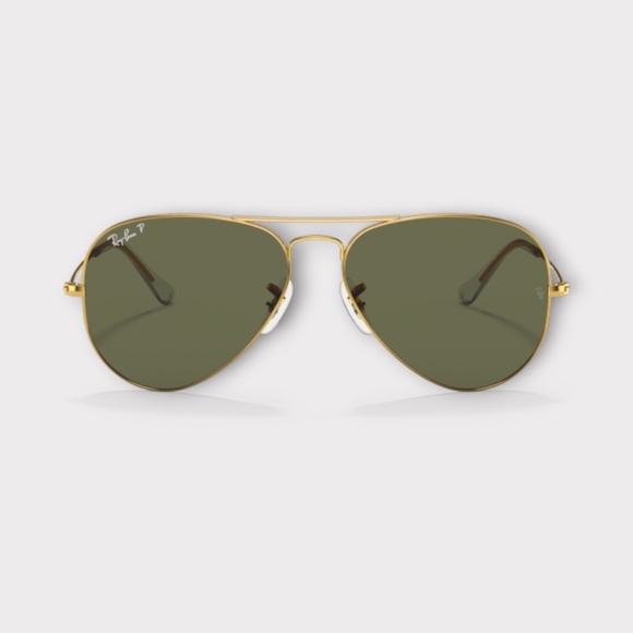 Ray-Ban RB3025 001/58 Aviator Large Metal Sunglasses. Arista, Green Polarized